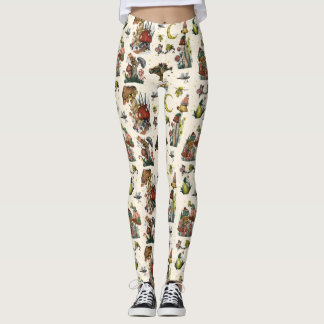 Cute Cottcore Merry-kerstpaddenstoel patroon Leggings