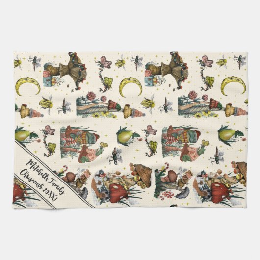 Cute Cottcore Merry-kerstroom Lover Ki Theedoek (Horizontaal)