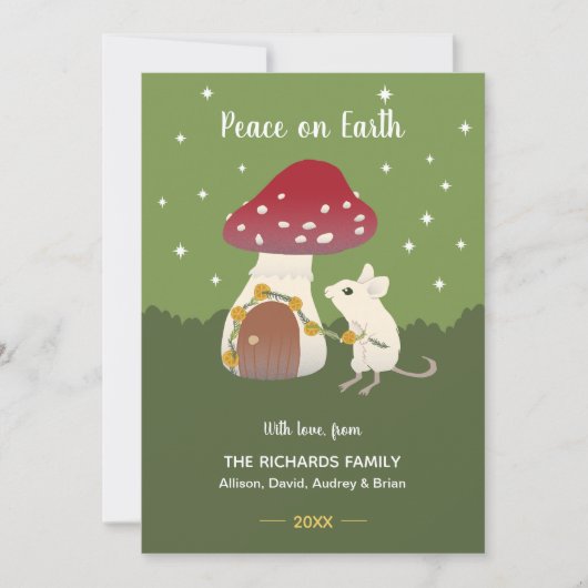 Cute Cottcore muis Red Mushroom House Green (Voorkant)