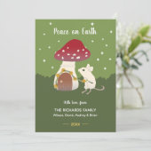 Cute Cottcore muis Red Mushroom House Green (Staand voorkant)