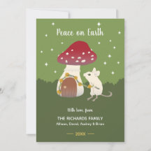 Cute Cottcore muis Red Mushroom House Green