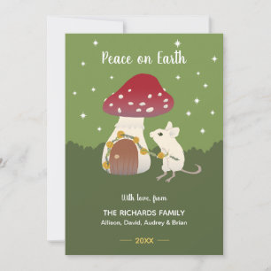 Cute Cottcore muis Red Mushroom House Green