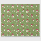 Cute Cottcore muis Red Mushroom House Green Cadeaupapier (Vlak)