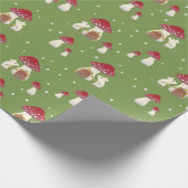 Cute Cottcore muis Red Mushroom House Green Cadeaupapier (Hoek)