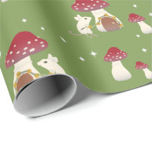 Cute Cottcore muis Red Mushroom House Green