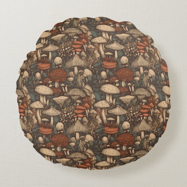 Cute Cottcore-paddenstoel rond Sierkussen Rond Kussen (Voorkant)