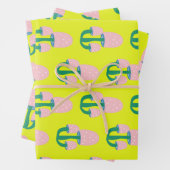 Cute  Cottcore Padroom Geel en Roze Inpakpapier Vel (In situ)