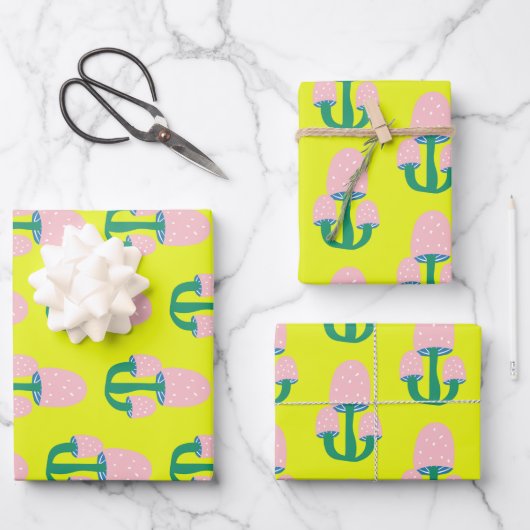 Cute  Cottcore Padroom Geel en Roze Inpakpapier Vel (Voorkant)