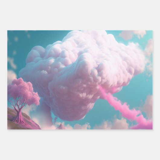 Cute Cotton Snoep Clouds Wrapping Paper Set (Voorkant 2)