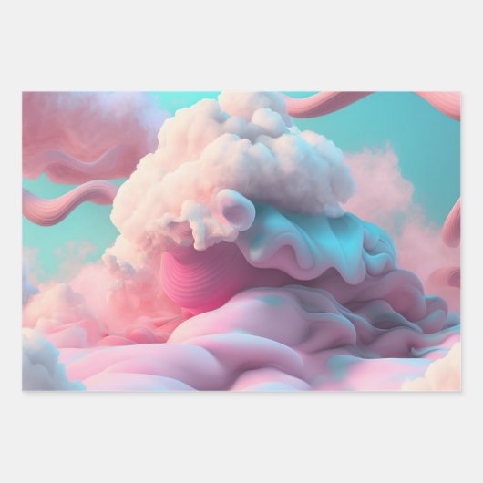 Cute Cotton Snoep Clouds Wrapping Paper Set (Voorkant 2)