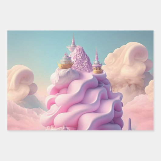 Cute Cotton Snoep Clouds Wrapping Paper Set (Voorkant)