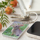 Cute Cottontail Bunny Rabbit Sleutelhanger (Voorkant Rechts)