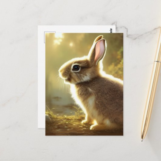 Cute Cottontail Wildlife Portret Briefkaart (Voorkant / Achterkant in situ)