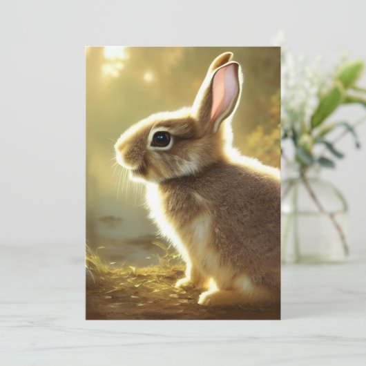 Cute Cottontail Wildlife Portret Card Kaart (Staand voorkant)