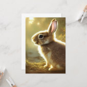 Cute Cottontail Wildlife Portret Card Kaart (Voorkant / Achterkant in situ)