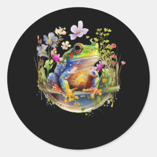 Cute Cotvoordcore Floral Frog Aesthetic Girls Grap Ronde Sticker