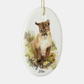 Cute Cougar Mountain Lion Cat Kitten FIERCE QUOTE Keramisch Ornament (Rechts)
