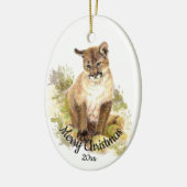 Cute Cougar Mountain Lion Cat Kitten FIERCE QUOTE Keramisch Ornament (Links)