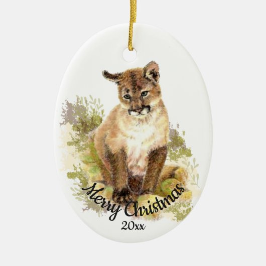 Cute Cougar Mountain Lion Cat Kitten FIERCE QUOTE Keramisch Ornament (Voorkant)