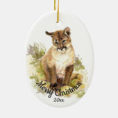 Cute Cougar Mountain Lion Cat Kitten FIERCE QUOTE Keramisch Ornament (Achterkant)