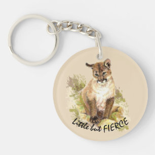 Cute Cougar Mountain Lion Cat Kitten FIERCE QUOTE Sleutelhanger