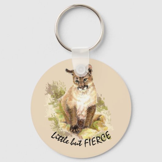 Cute Cougar Mountain Lion Cat Kitten FIERCE QUOTE Sleutelhanger (Voorkant)