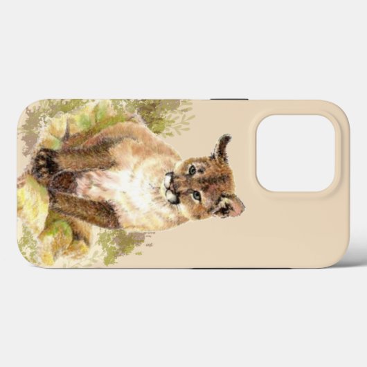 Cute Cougar Mountain Lion Cat Kitten Waterverf Case-Mate iPhone Case (Achterkant (horizontaal))