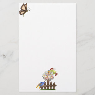 Cute Country Angel Watering Flowers Briefpapier