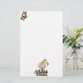 Cute Country Angel Watering Flowers Briefpapier (Staand voorkant)