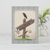 Cute Country Blue Gingham Checks Baby shower Kaart (Staand voorkant)