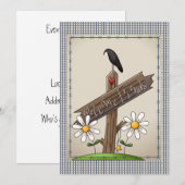 Cute Country Blue Gingham Checks Baby shower Kaart (Voorkant / Achterkant)