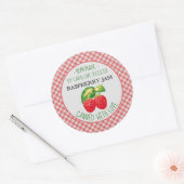 Cute Country Boerderij Home Made Raspberry Jam Can Ronde Sticker (Envelop)