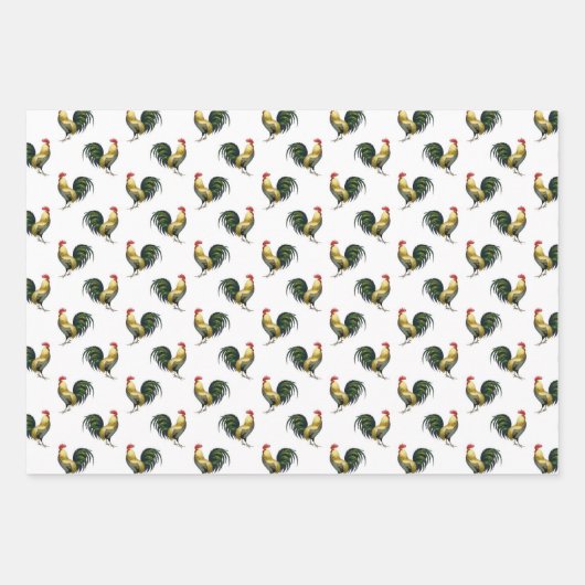 Cute  Country Boerderij Rooster Pattern Inpakpapier Vel (Voorkant 3)