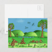 Cute Country Bunnies geïllustreerd Briefkaart (Voorkant / Achterkant)