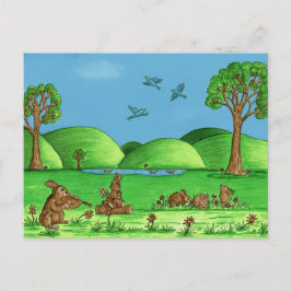 Cute Country Bunnies geïllustreerd Briefkaart