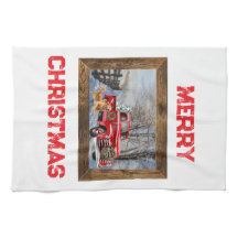Cute Country Christmas Holiday Farm Kitchen Towel