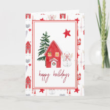 Cute Country Christmas Snowman Holiday Folded Card
