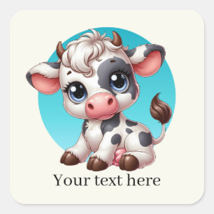 Cute Country cow add text Vierkante Sticker