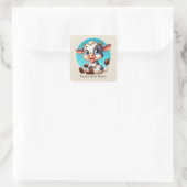 Cute Country cow add text Vierkante Sticker (Tas)