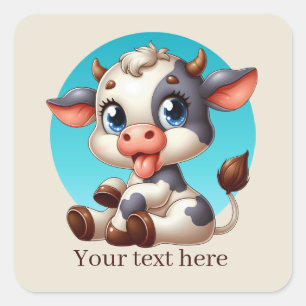 Cute Country cow add text Vierkante Sticker