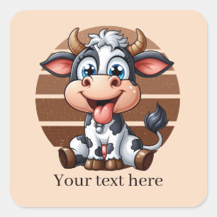 Cute Country cow add text Vierkante Sticker