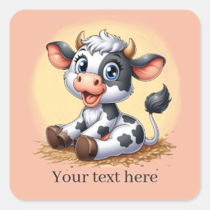 Cute Country cow add text Vierkante Sticker