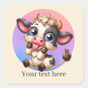 Cute Country cow add text Vierkante Sticker