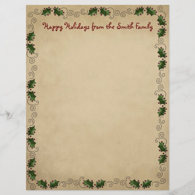 Cute Country Kerstmis Letterhead (Voorkant)