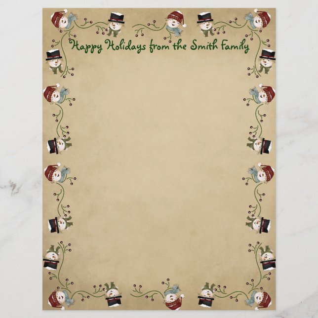 Cute Country Kerstmis Letterhead (Voorkant)