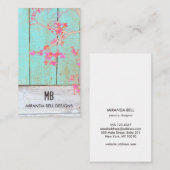 Cute  Country Monogram Rustic Wood Visitekaartje (Voorkant / Achterkant)