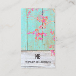 Cute  Country Monogram Rustic Wood Visitekaartje