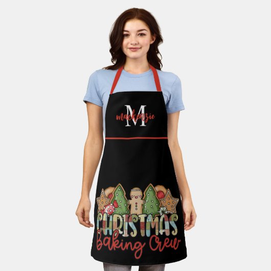 Cute Country Monogrammed Kerstmis Baking Schort (Gedragen)