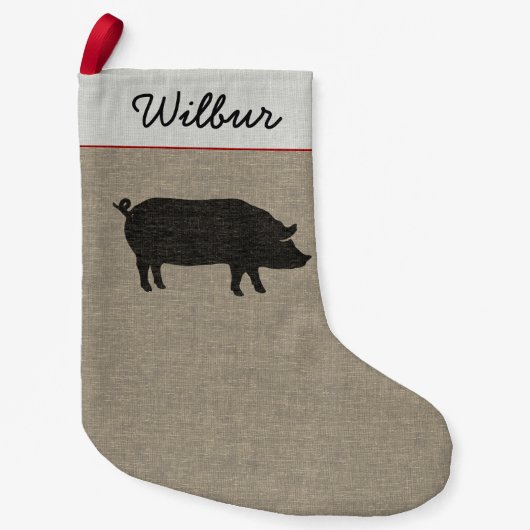Cute Country Pig Silhouette | Gepersonaliseerd Kleine Kerstsok (Voorkant)