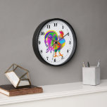 Cute Country pop art rooster<br><div class="desc">Kute country pop art rooster Large Clock</div>